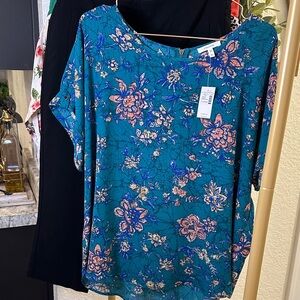 Maurices Teal Floral Blouse